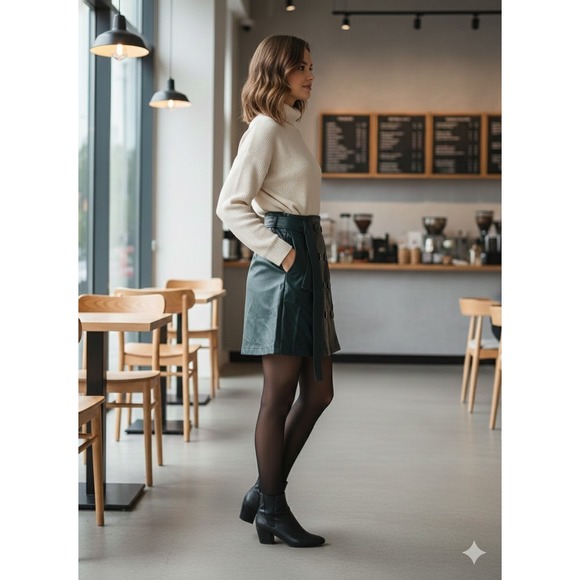 Forever 21 Dark Green Double-Breasted Mini Skirt - Picture 2 of 4